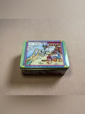 Vintage 1984 Mary Engelbreit Noah's Ark Tin Container "ALL ABOARD" Collectible
